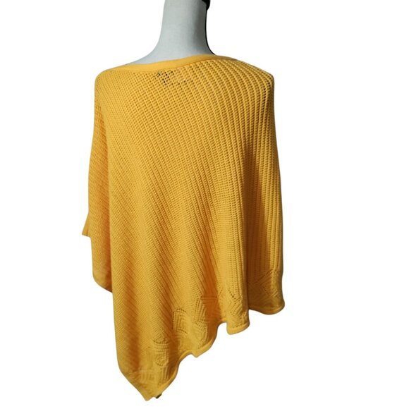 Talbot's Yellow Crochet Poncho 100% Cotton Size M/L - Picture 2 of 5